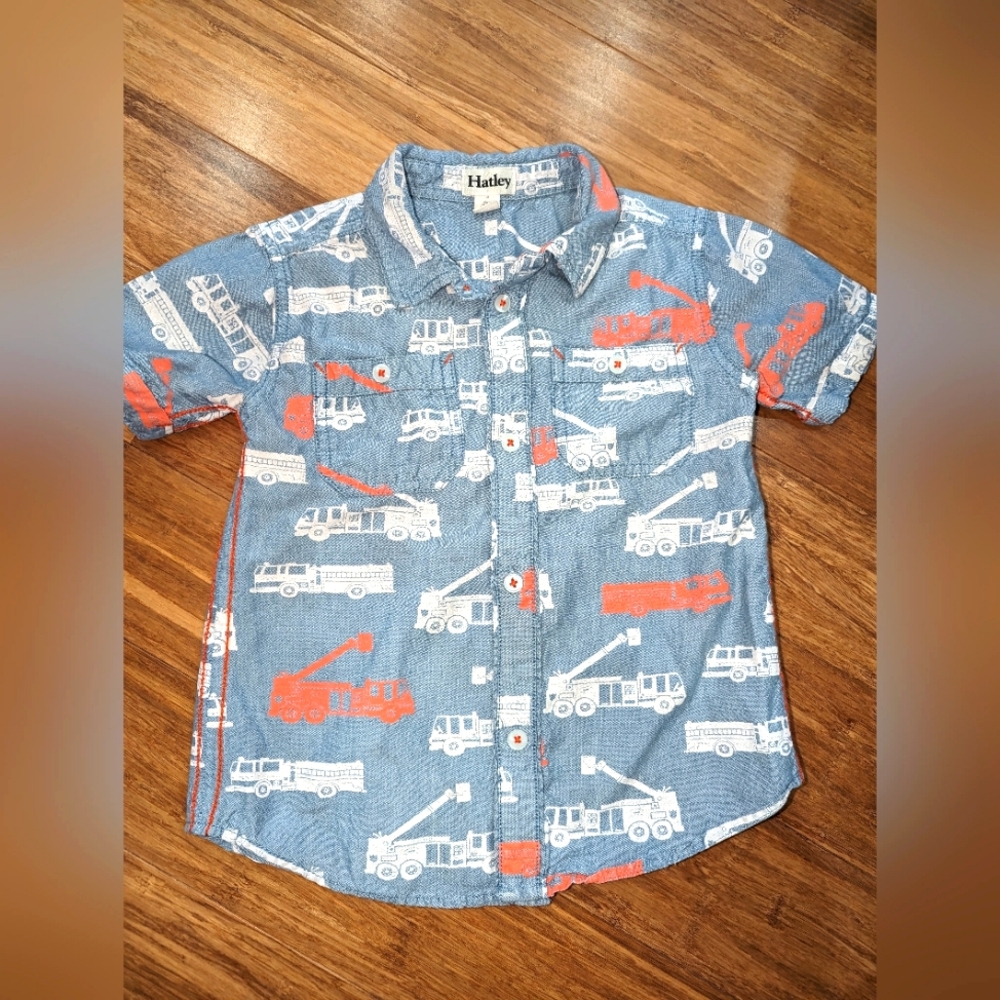 Hatley boys firetruck dress shirt. Button up shirt